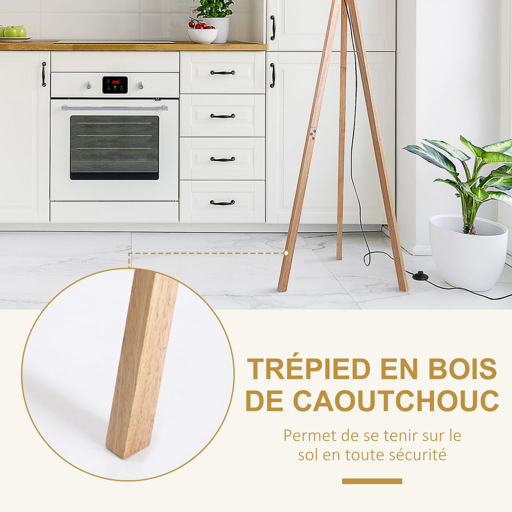 Lampadaire trépied style scandinave 40 W max. dim. 45L x 45l x 152H cm bois de pin lin beige-4
