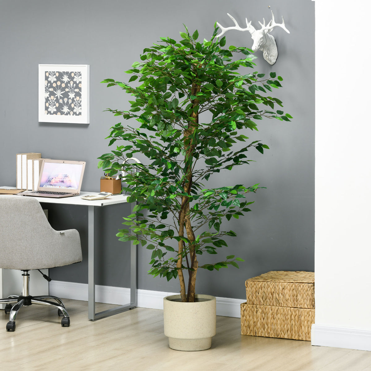 Élethű műfikusz fa cseréppel – 180 cm, 1260 levéllel