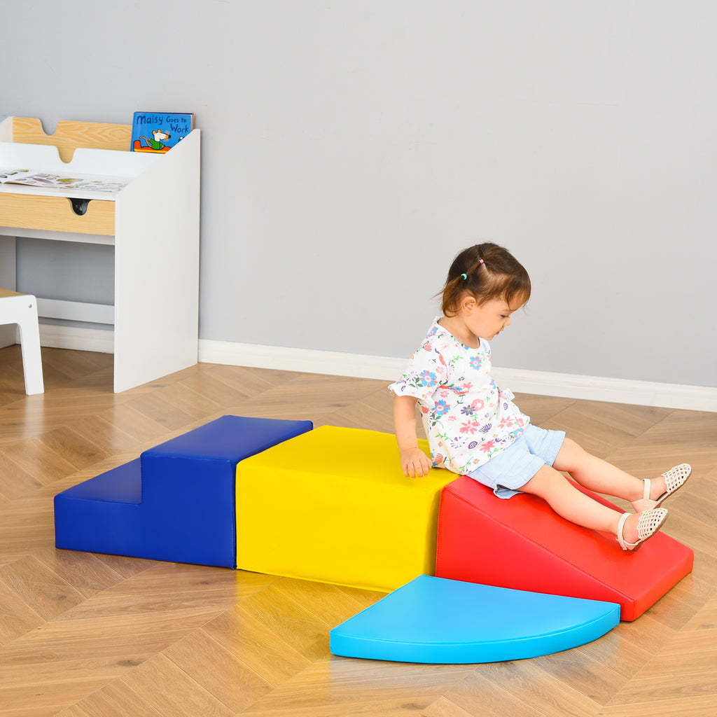 4 Blocs de construction XL - modules de motricité - jouets éducatifs - parcours motricité enfant mousse EPE polyuréthane, bleu, jaune, rouge