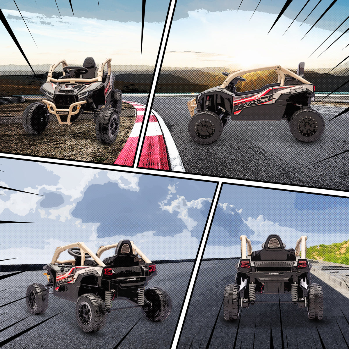 Kawasaki TERYX KRX 1000 Elektromos Gyerek UTV – 12V, Dupla Motor, Szülői Távirányító, Sárga