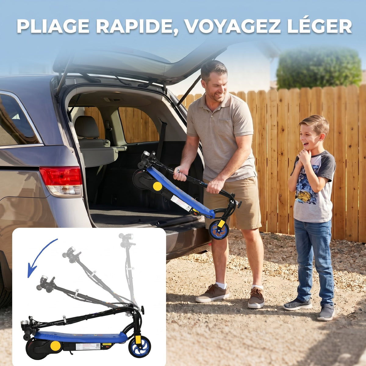 Trottinette électrique 120 W pliable pour enfant 7-14 ans 12 Km/h max. autonomie 10 Km max. bleu-6