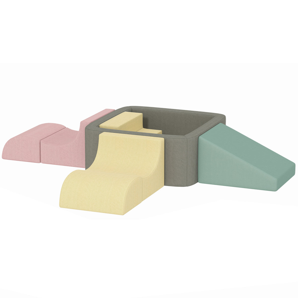 Parcours motricité bébé modulable en mousse 7 pièces housse lavable en velours côtelé 174 x 174 x 30 cm multicolore