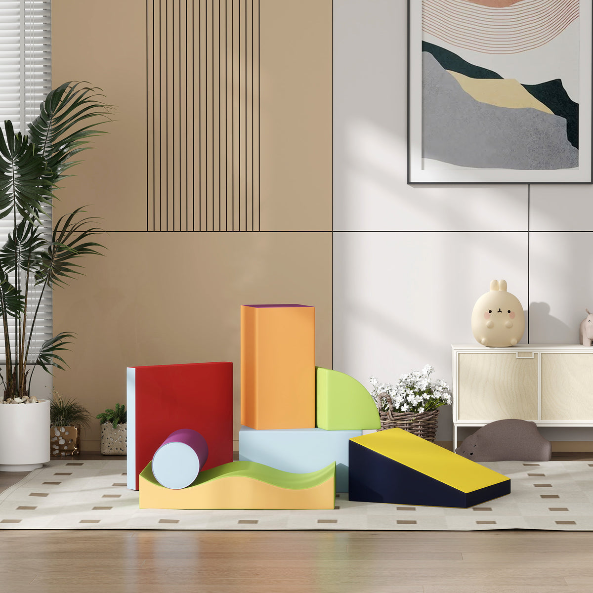 7PCS Module motricité bébé parcours motricité bébé en mousse EPE pour enfants d'âge préscolaire, multicolore-1