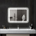 Miroir salle de bain Bluetooth avec éclairage LED 50 x 70 cm, miroir lumineux mural avec horloge, antibuée, argenté-1