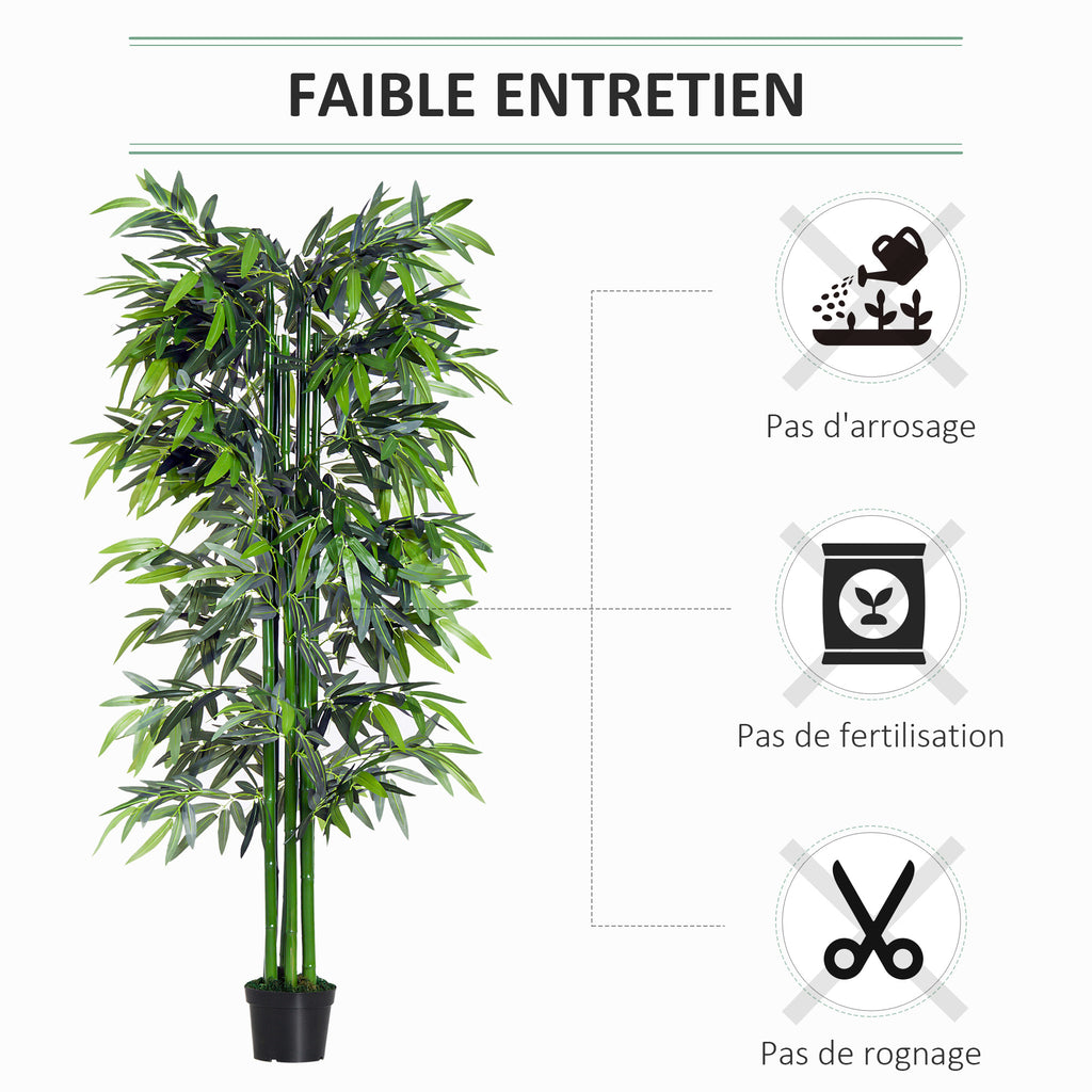 Bambou Artificiel XXL 1,80H m arbre artificiel Feuilles denses réalistes Pot Inclus Noir Vert-5