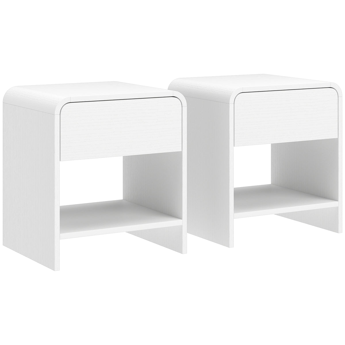 Lot de 2 tables de chevet, table d'appoint moderne avec compartiment ouvert et tiroir, 40 x 35 x 45 cm, blanc-0