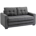 Canapé droit convertible 2 places - dossier capitonné - 147,5 x 75 x 85 cm - gris