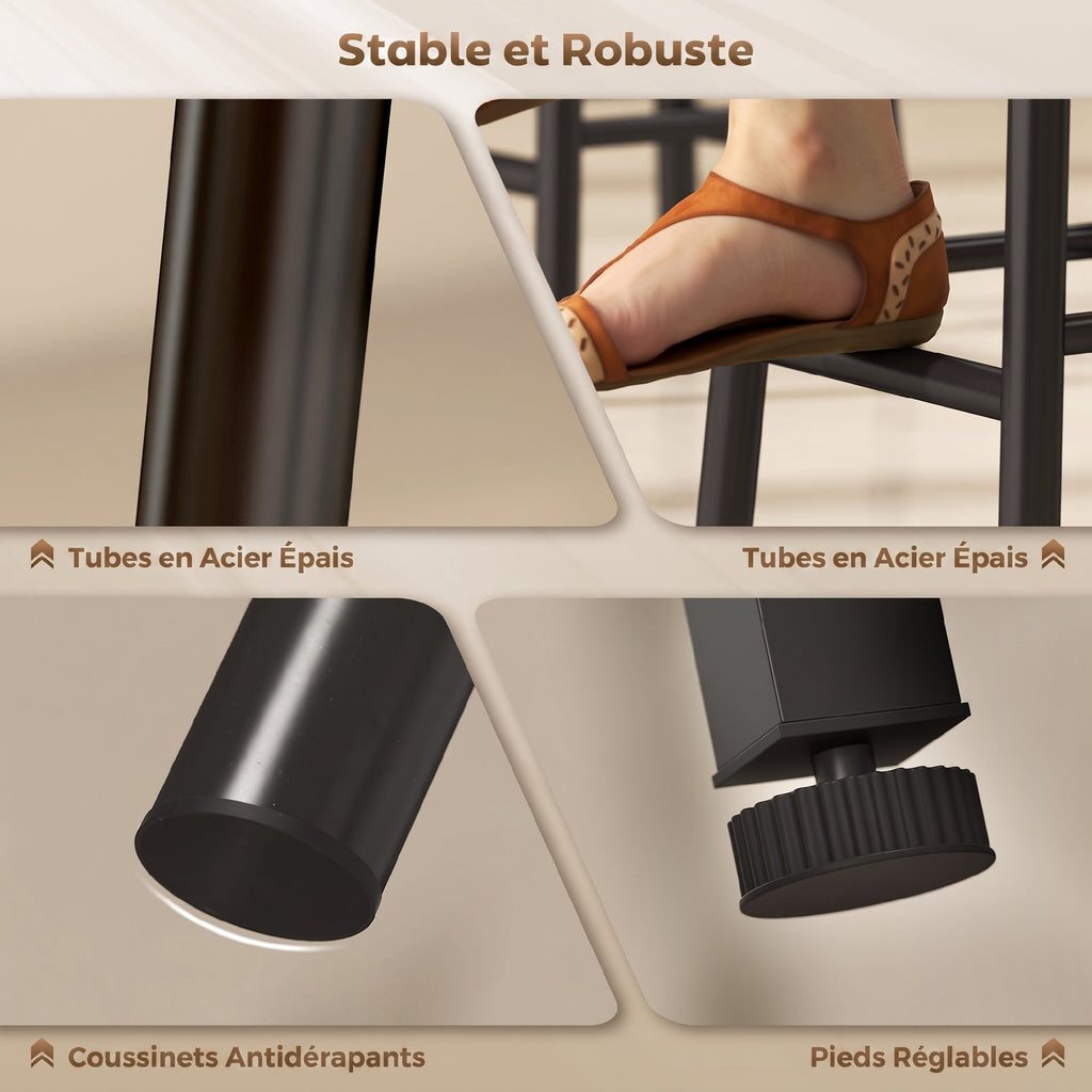 Ensemble table de bar avec tabourets, table à manger debout avec 2 chaises de bar étagères, casiers à vin, gris-6