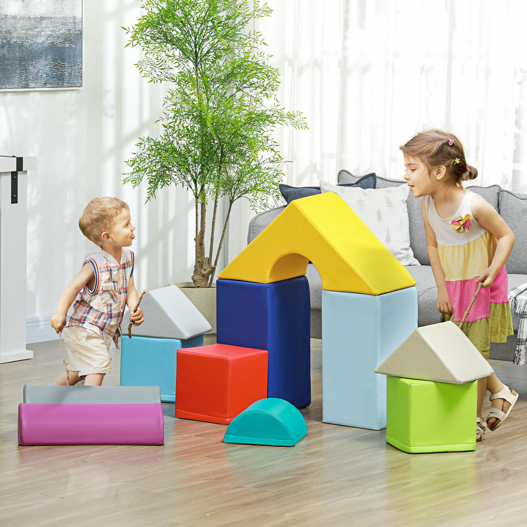 Parcours de motricité bébé 11PCS, module motricité bébé en mousse avec housse en polyuréthane et remplissage en EPE, multicolore