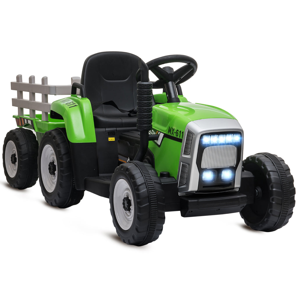 Tracteur électrique avec remorque amovible, pour enfants de 3 à 6 ans avec télécommande MP3 musique affichage lumières