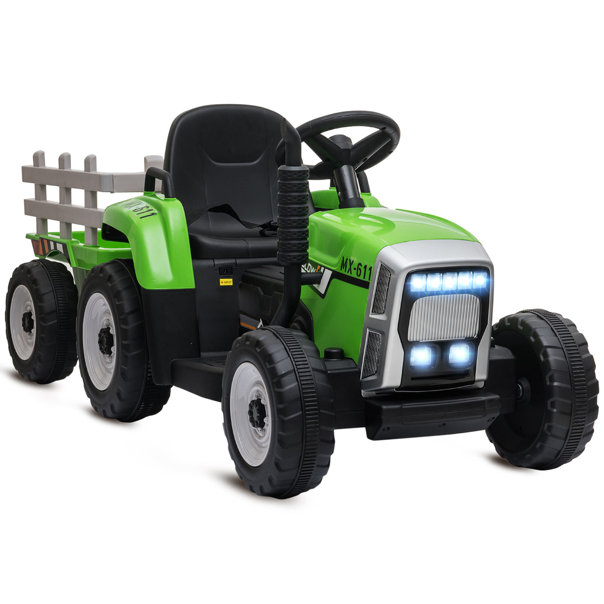 Tracteur électrique avec remorque amovible, pour enfants de 3 à 6 ans avec télécommande MP3 musique affichage lumières