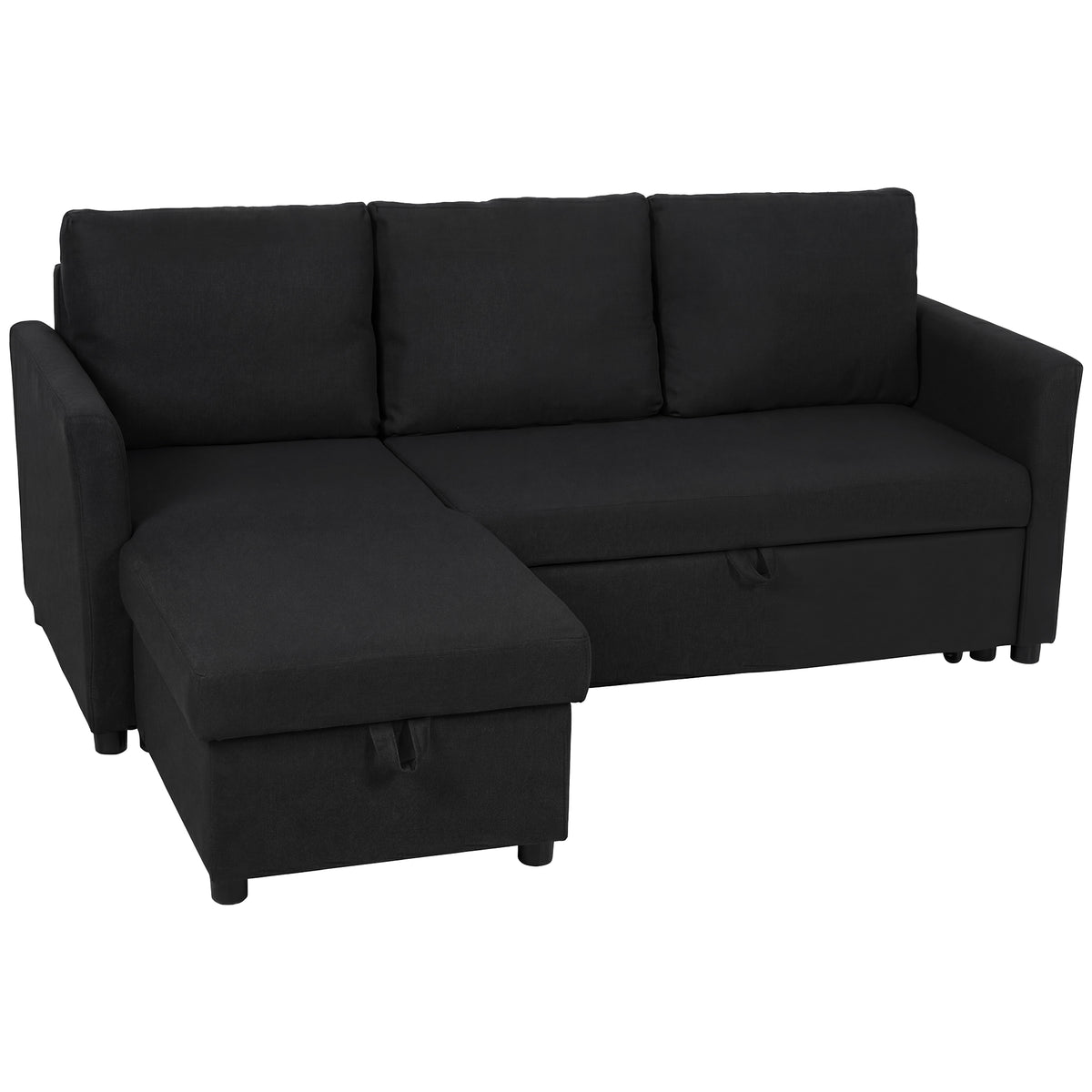 Modern 3 személyes ágyazható sarokkanapé ágyneműtartóval – Antracitszürke lenvászon hatású megfordítható kanapéágy (max. 330 kg)