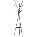 Porte-manteau trépied design contemporain branches étagère + 9 patères dim. 45L x 45l x 180H cm métal marron-0