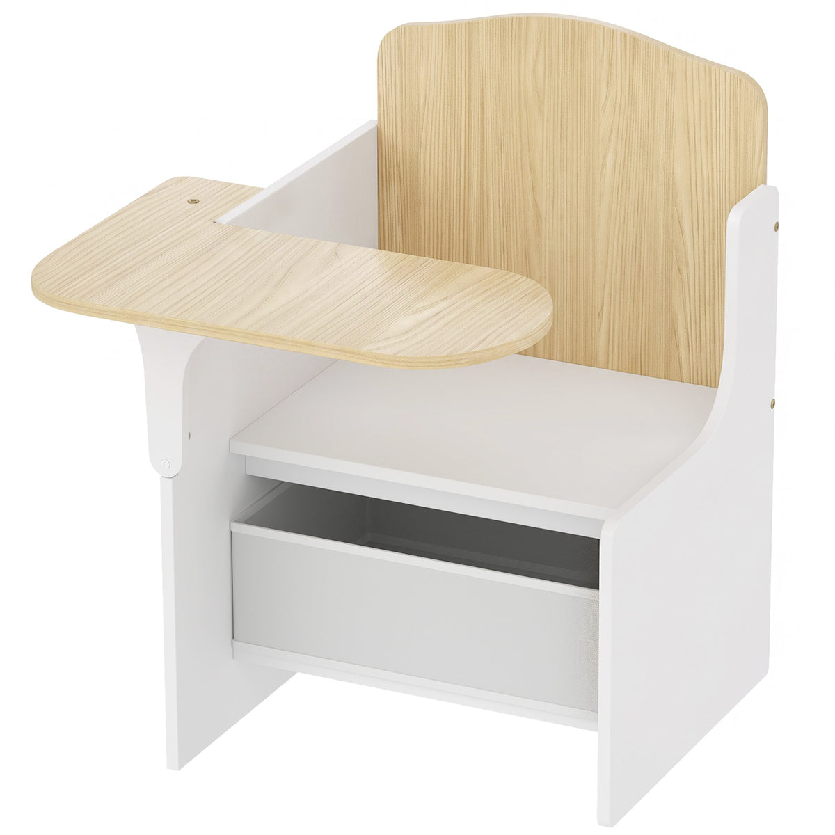Bureau et chaise pour enfants avec bac de rangement, ensemble table d'activité 2-en-1 pour dessin lecture et jeux, blanc-0