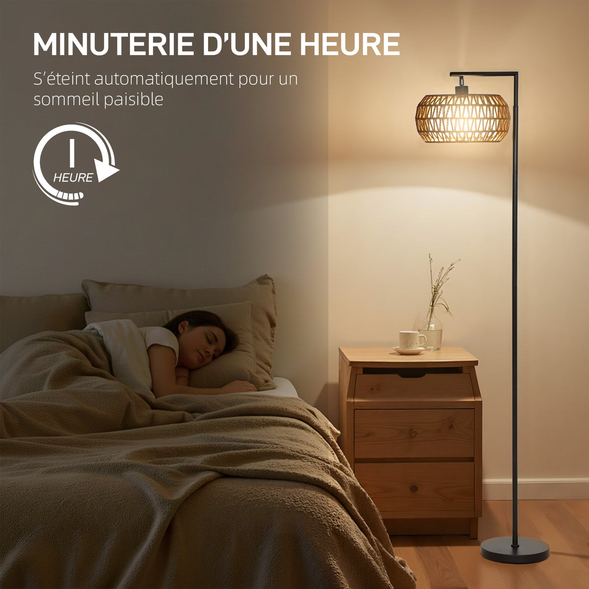 Lampadaire sur pied salon, lampe sur pied dimmable, 3 températures de couleur, télécommande, 52x33x170cm, noir-5