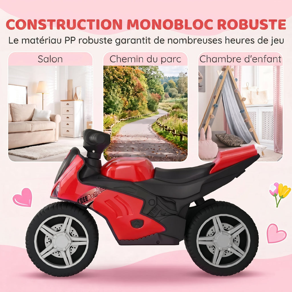 Draisienne pour Enfant, Vélo d'Équilibre avec Musique et Roues Extra-Larges, pour Filles et Garçons 18-36 Mois, Rouge