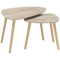 Lot de 2 tables basses gigognes design scandinave pieds en bois et plateau en bois, aspect naturel-0