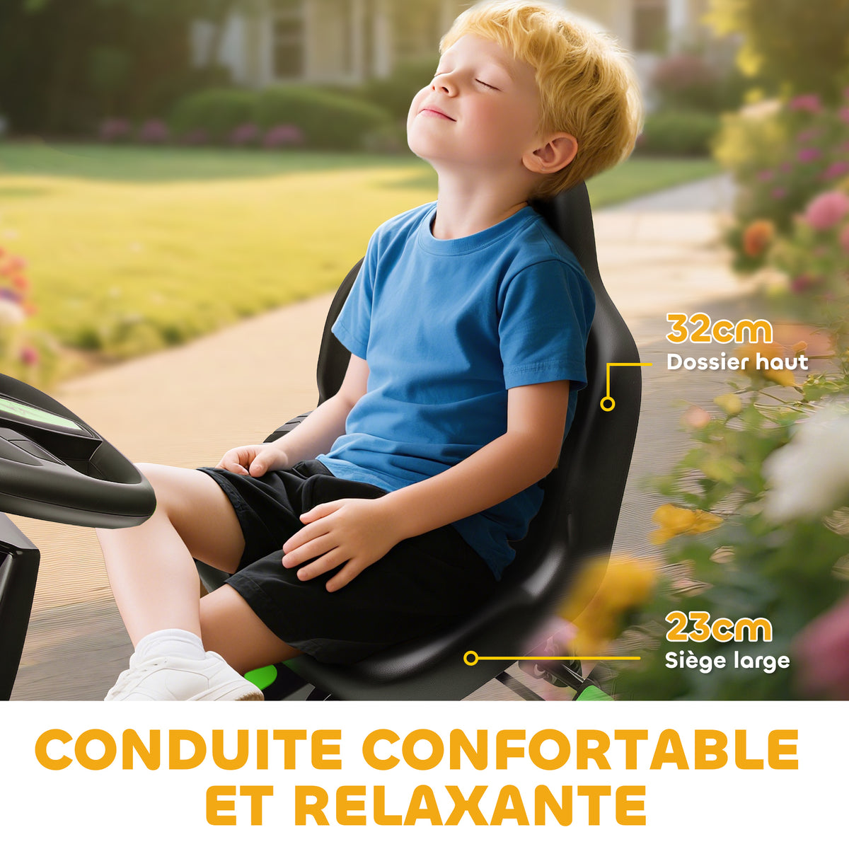 Kart à pédales pour enfants, karting enfant 3 à 6 ans avec roue libre, frein, roues EVA antidérapantes, vert