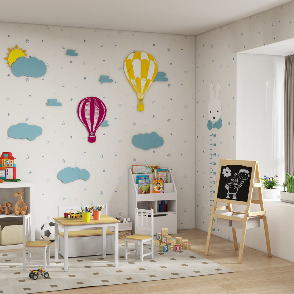 Tableau chevalet enfant ardoise double face tableau blanc tableau à craie rouleau papier 58 x 50,5 x 109 cm naturel-8