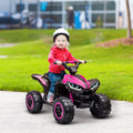 Quad buggy électrique enfant 12 V 6 Km/h max. effets lumineux selle pour enfant 3-5 ans métal PP noir rose