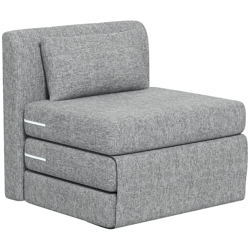 Fauteuil chauffeuse pliant 3 en 1 avec coussin, convertible, matelas dépliant pour invités, salon, bureau, gris-0