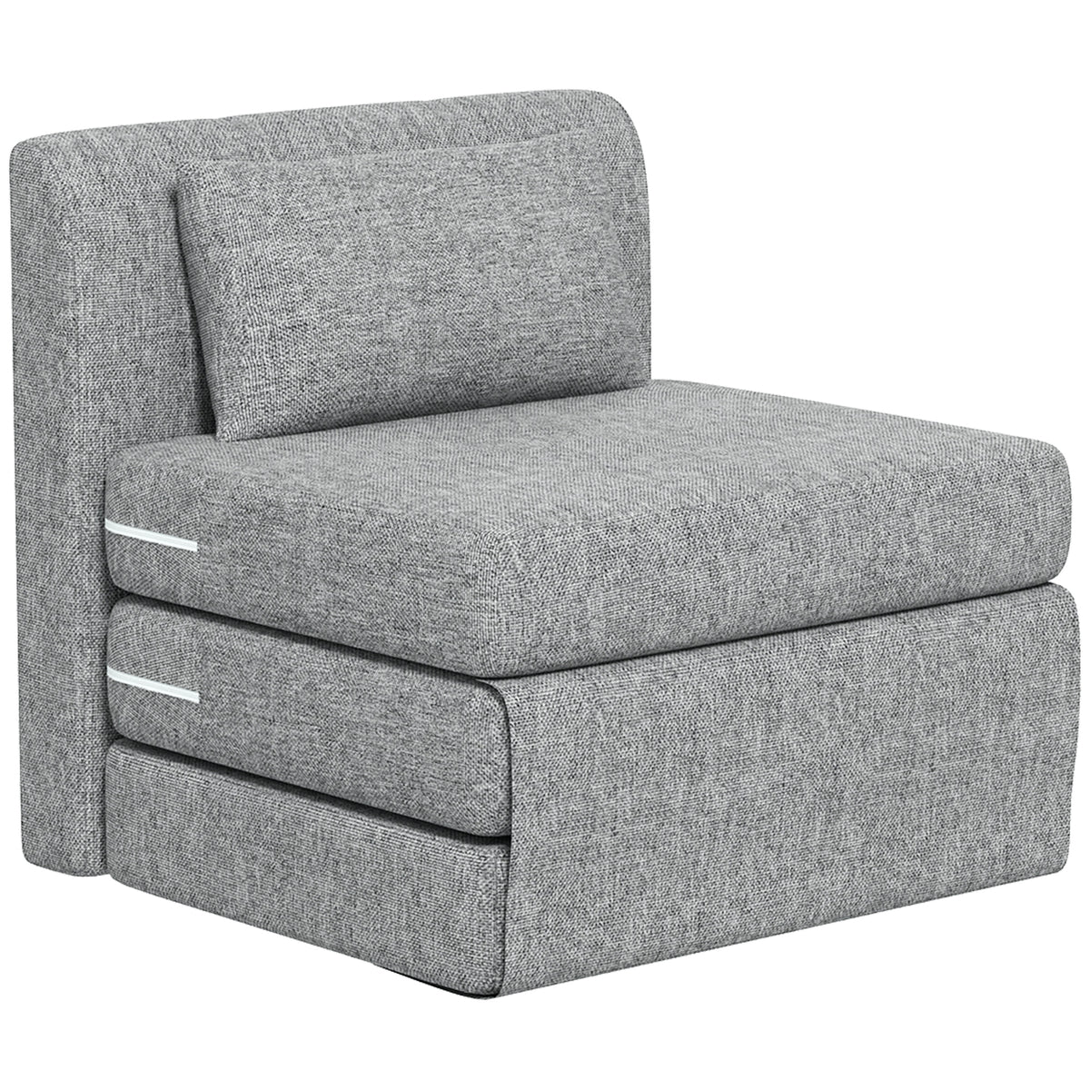 Fauteuil chauffeuse pliant 3 en 1 avec coussin, convertible, matelas dépliant pour invités, salon, bureau, gris-0