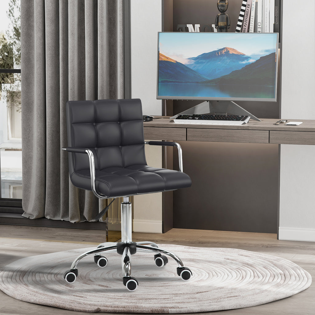 Chaise de bureau fauteuil manager pivotant hauteur réglable revêtement synthétique capitonné noir-1