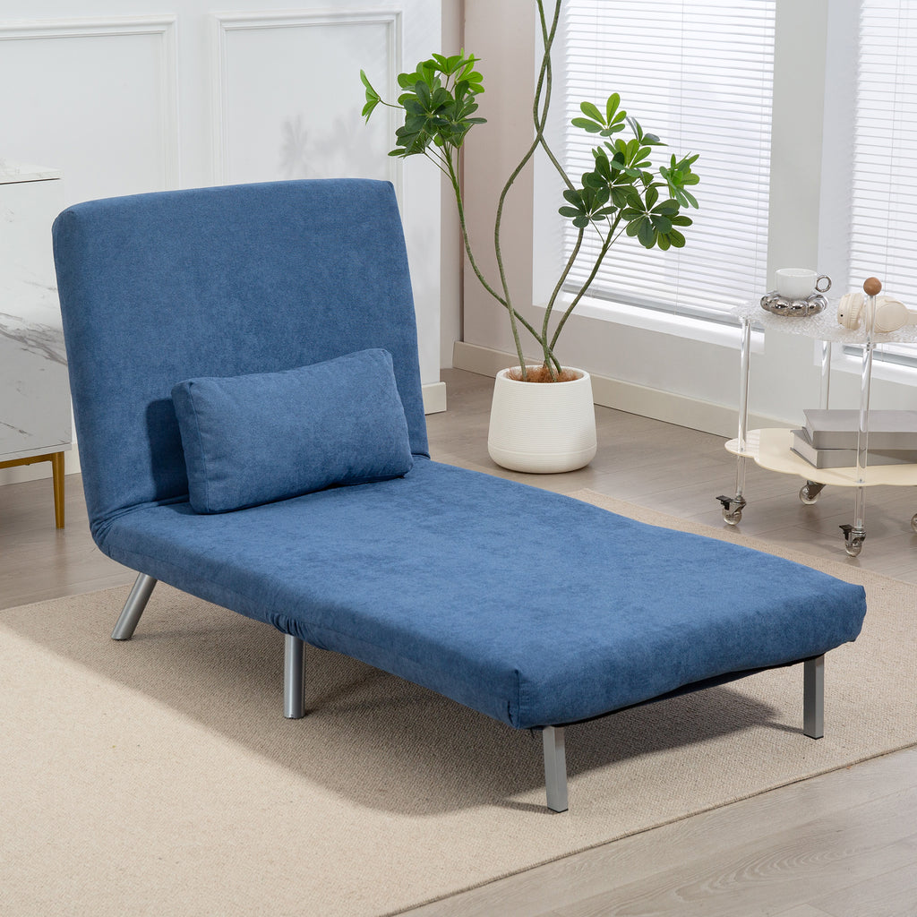 Fauteuil convertible 1 place, fauteuil-lit clic-clac 3 en 1 avec dossier réglable, oreiller, assise large, bleu