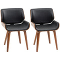 Lot de 2 chaises de salle à manger style vintage assise revêtement synthétique 53l x 54P x 81H cm noir marron-0