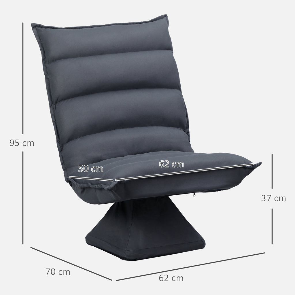Fauteuil de sol paresseux pivotant 360° avec dossier inclinable design capitonné 62 x 62 x 95 cm gris foncé-2