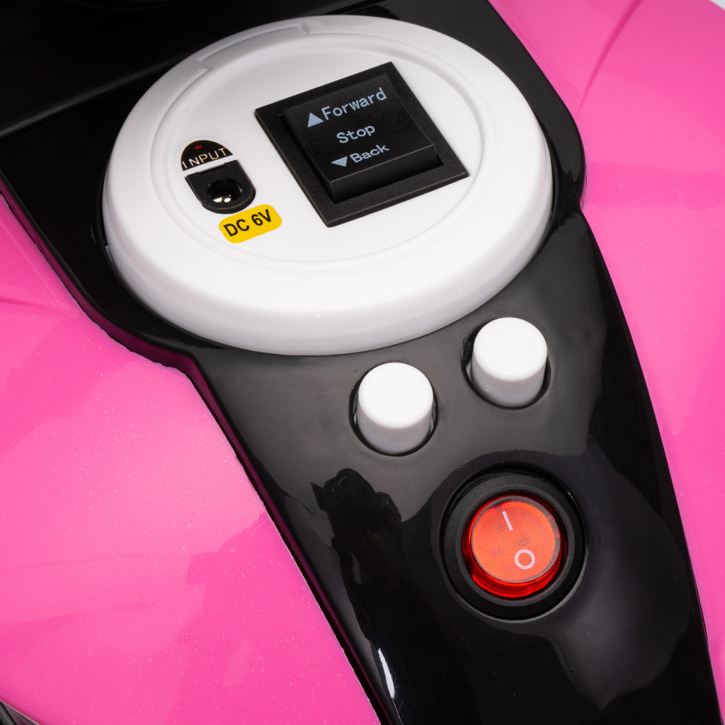 Moto électrique enfants 3 roues 6 V, voiture électrique enfants 3 à 5 ans, effets lumineux et sonores, 86x42x52cm, rose