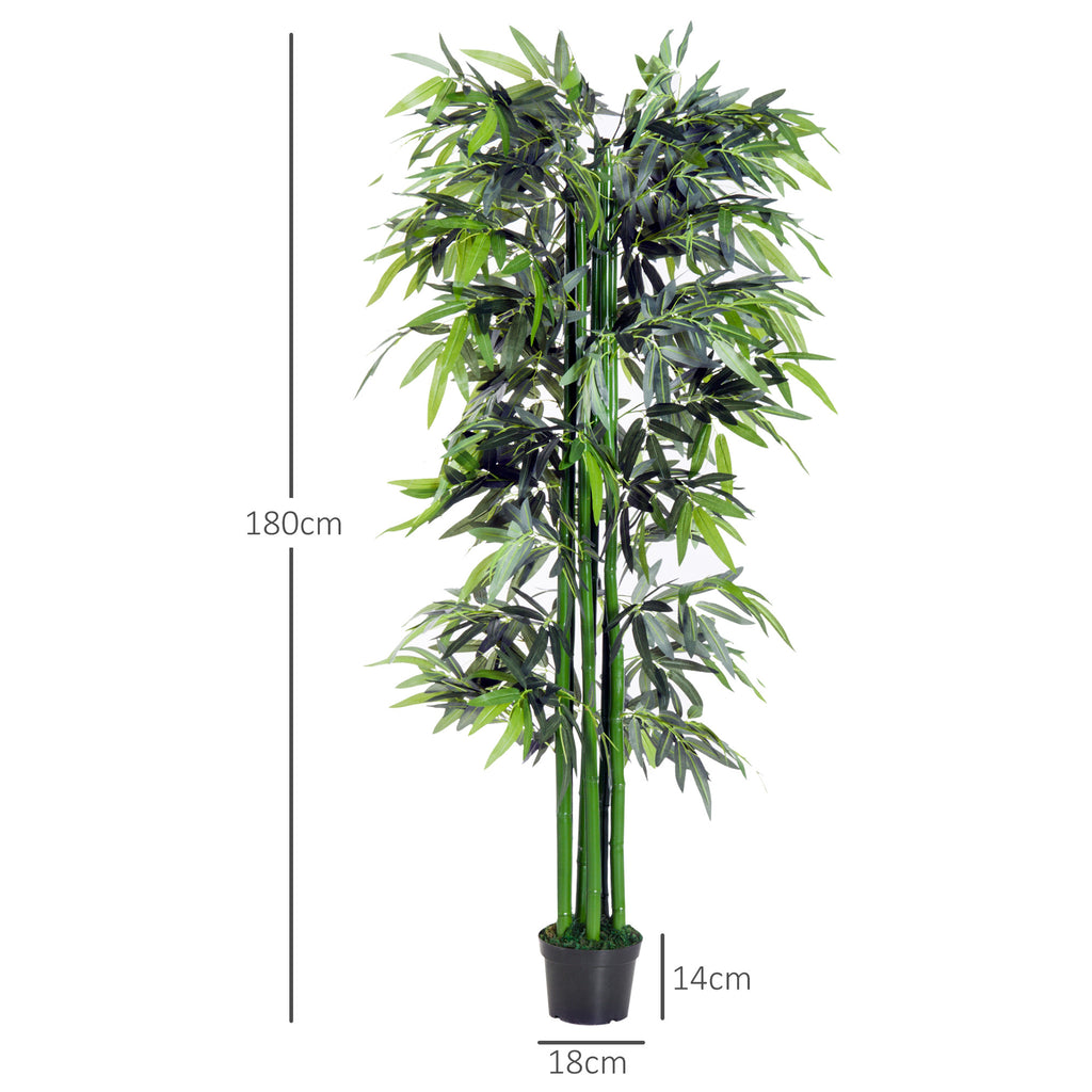 Bambou Artificiel XXL 1,80H m arbre artificiel Feuilles denses réalistes Pot Inclus Noir Vert-2