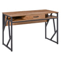 Bureau Style Industriel 120L x 60l x 76H cm tiroir + 2 niches piètement métal Noir Plateau, pour Étude, Aspect-0