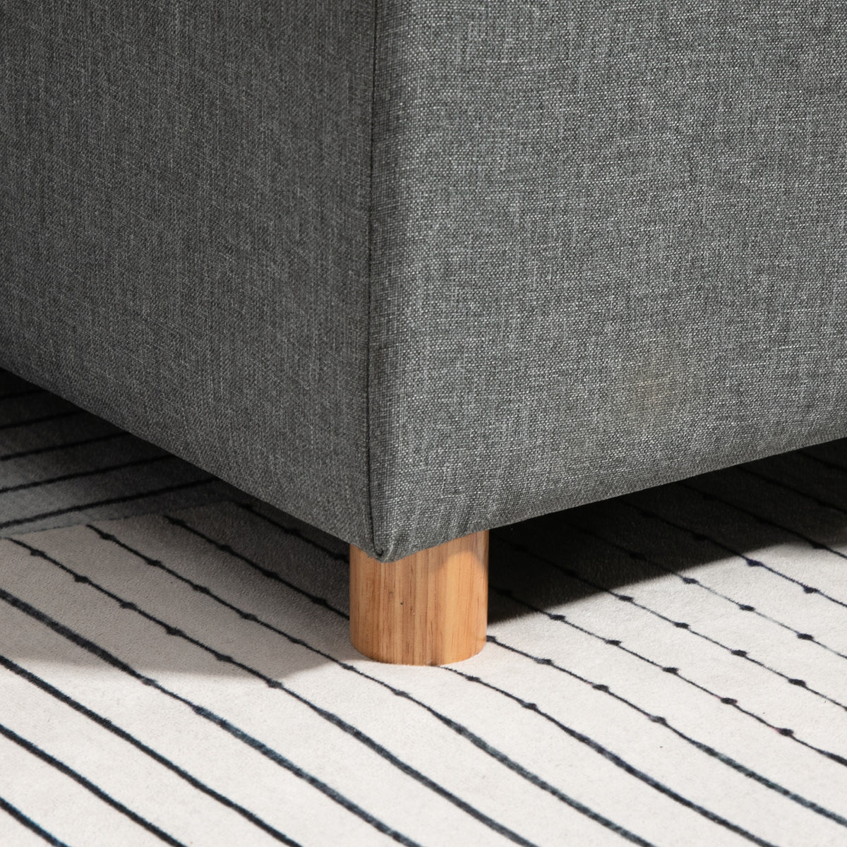 Canapé d'angle convertible canapé lit canapé 3 places modulable avec méridienne réversible, coffre de rangement intégré et 3 coussins de dossier, tissu aspect lin, gris-8
