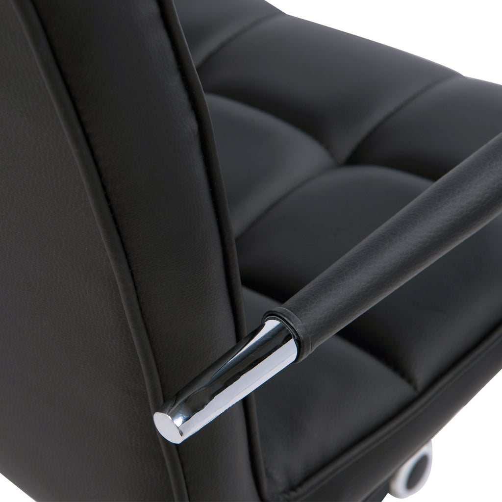 Chaise de bureau fauteuil manager pivotant hauteur réglable revêtement synthétique capitonné noir-8