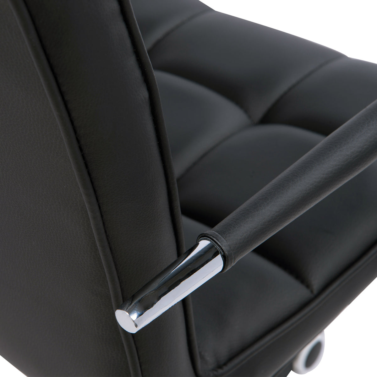 Chaise de bureau fauteuil manager pivotant hauteur réglable revêtement synthétique capitonné noir-8