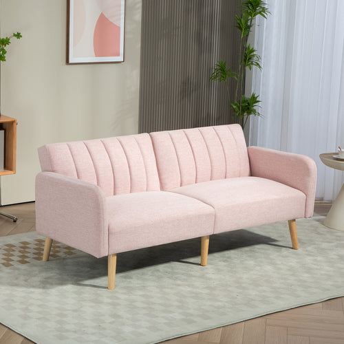 2 Személyes Ágyékanapé – Skandináv Design, Rózsaszín, Len Hatású Szövet