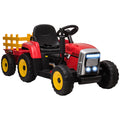 Gyermek traktor Piros 12 V-os elektromos – levehető utánfutóval és távirányítóval