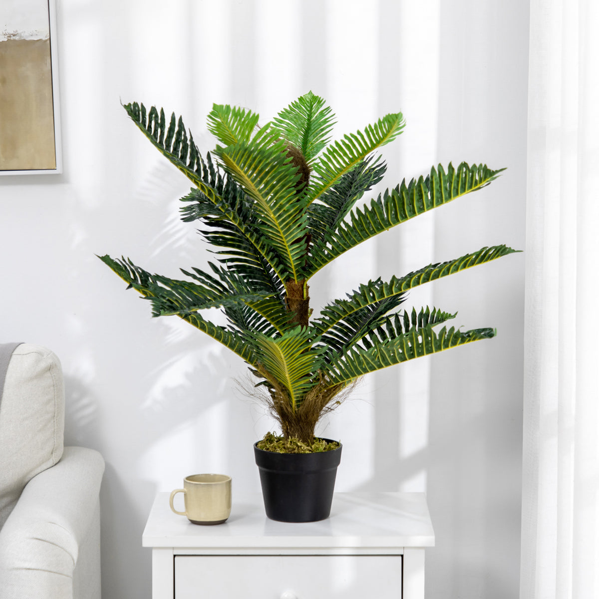 Élethű műpálma cserépben – 18 PEVA levéllel, 85 cm