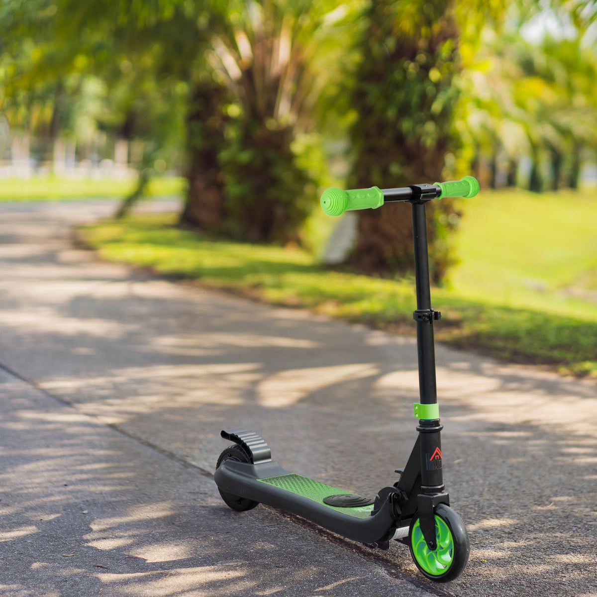 Trottinette électrique enfants 6 ans + pliable scooter électrique vitesse 8 km/h 71x36,5x75-80cm, aluminium, acier, vert