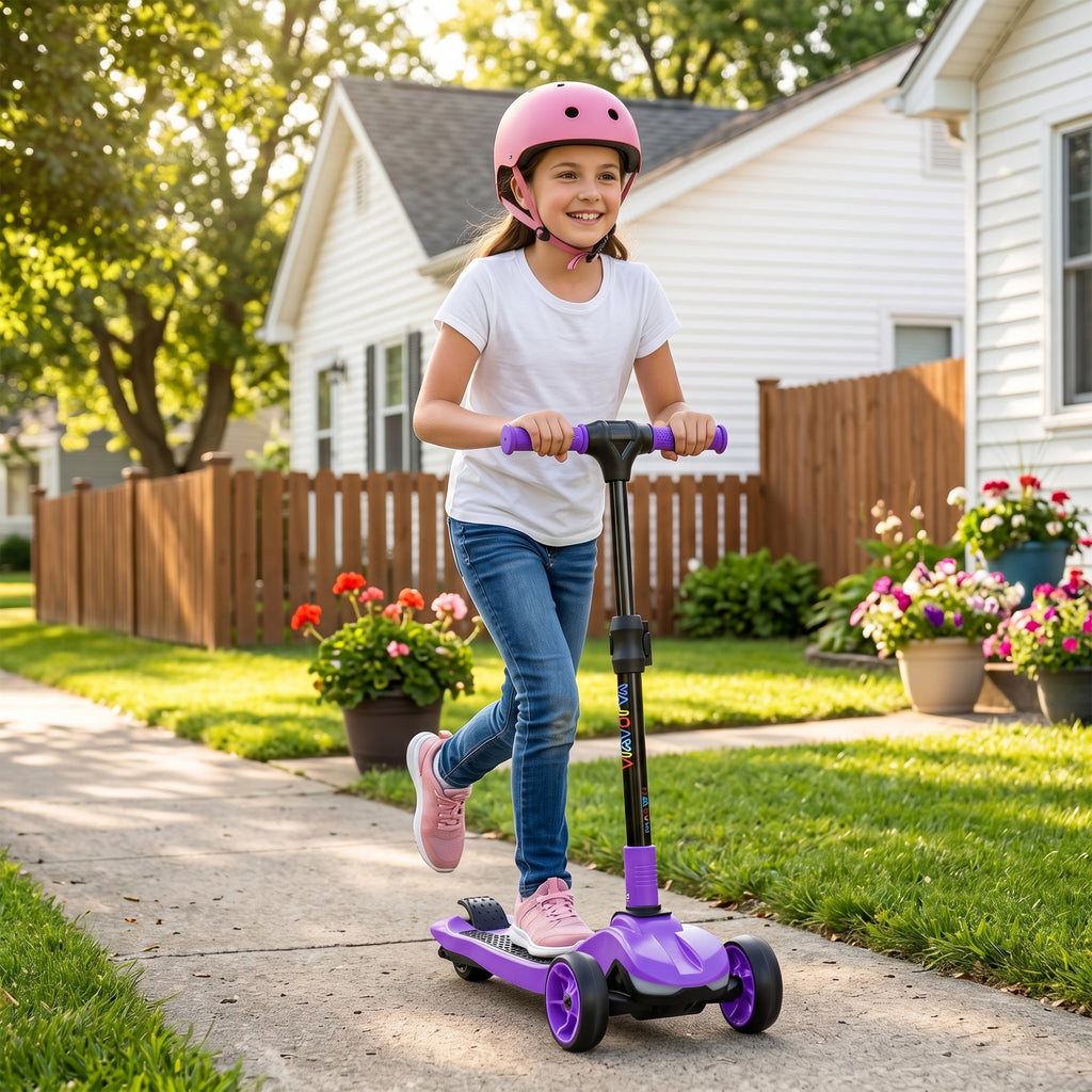 Trottinette électrique pour enfant 6 à 10 ans, pliable 3 roues démarrage zéro, vitesse maximale 8 km/h 64x29x83cm violet-9