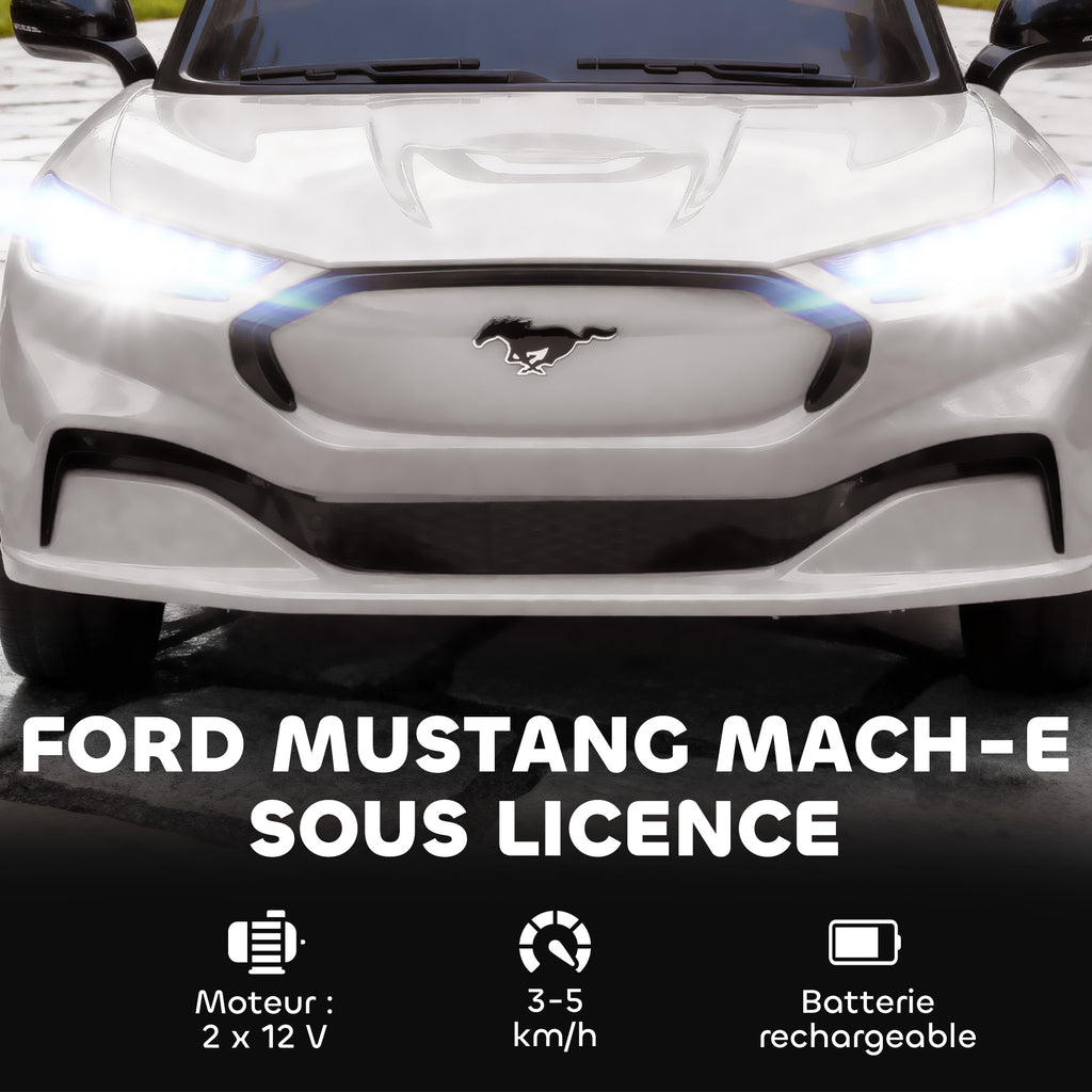 Ford Mustang Mach-E licencelt elektromos kisautó, 12 V – fehér