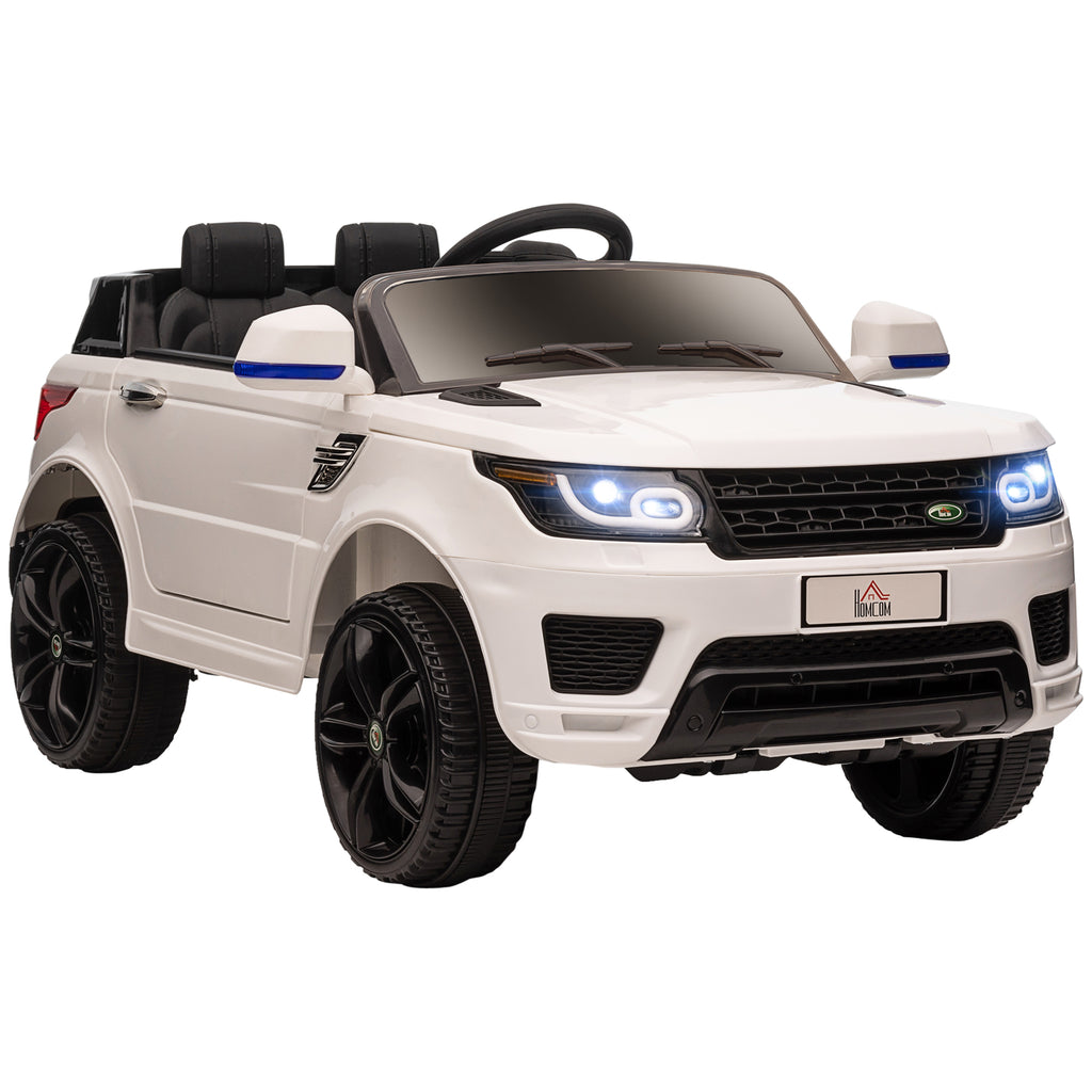 Voiture électrique enfants véhicule électrique 12 V, double moteurs, 3 à 5 km/h, blanc
