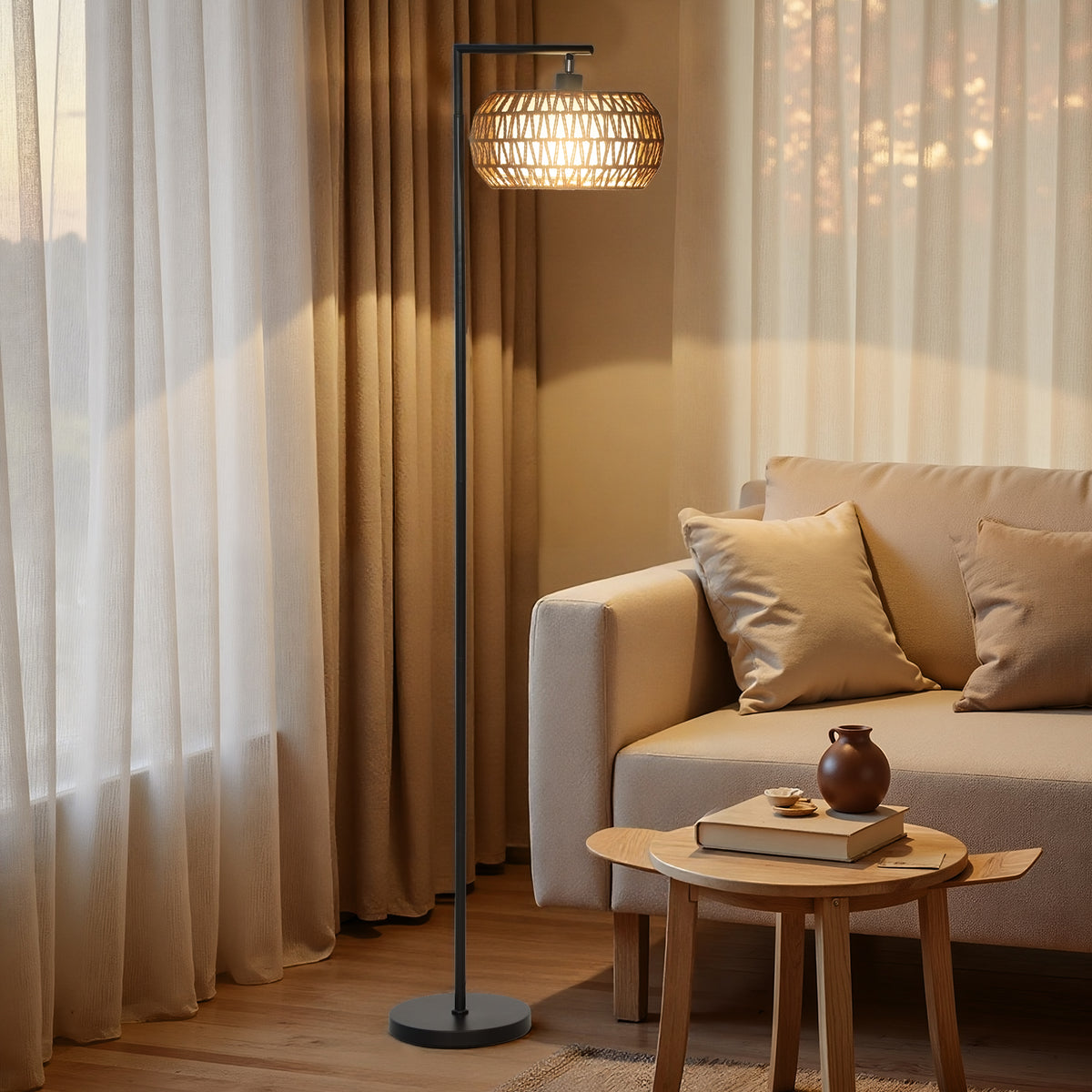 Lampadaire sur pied salon, lampe sur pied dimmable, 3 températures de couleur, télécommande, 52x33x170cm, noir-9