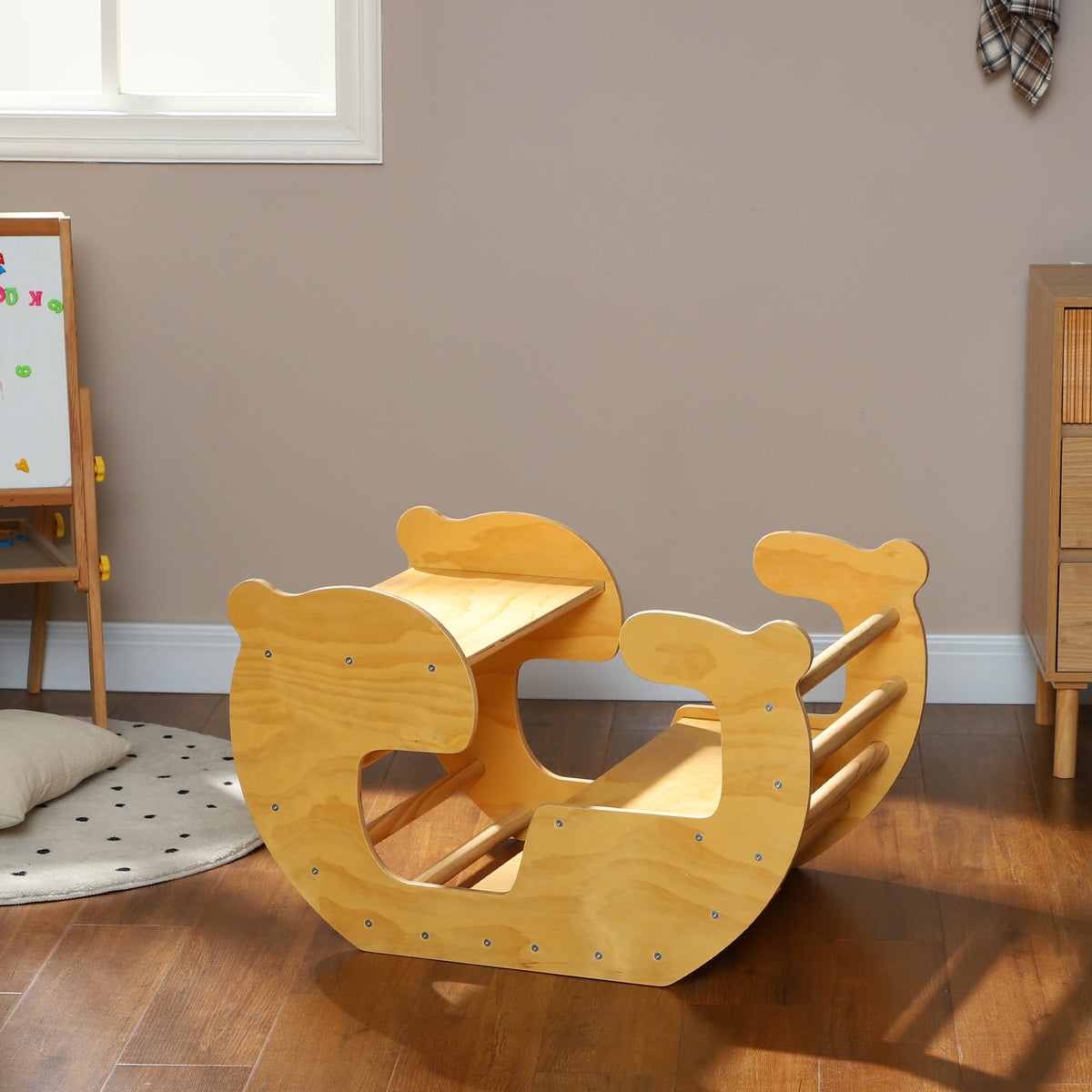 Arche d'escalade pour enfants, table à jouets pour enfants 18-48 mois, design 2 en 1, charge max. 50 kg, bois naturel