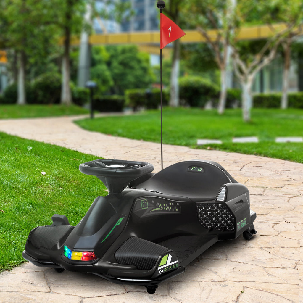 Kart électrique pour enfant 12V, karting enfant, vitesse réglable 3-8 km/h, mode de dérive, 90 x 53 x 99 cm, noir