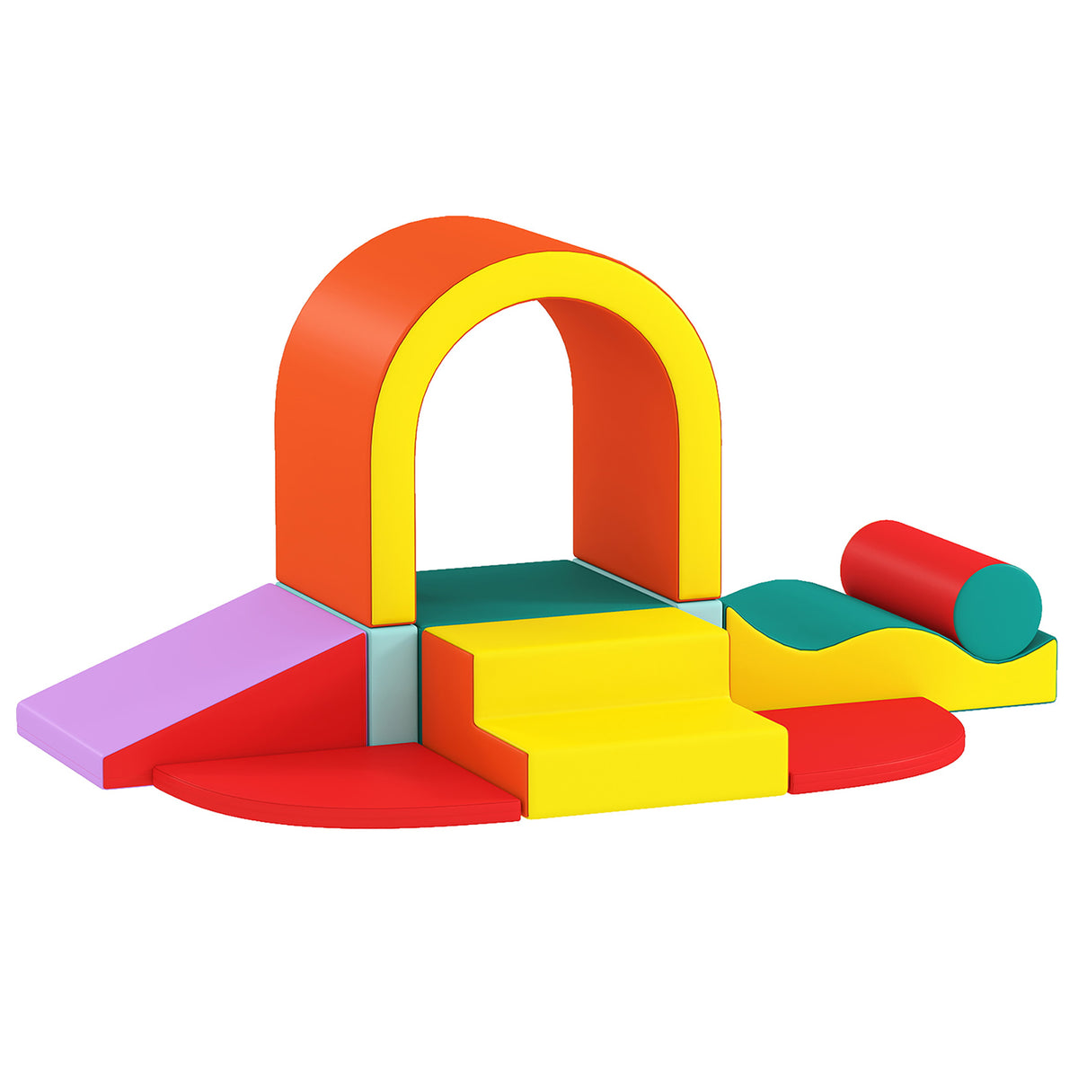 Parcours motricité bébé 10PCS, module motricité bébé en mousse EPE avec housse en revêtement PU, multicolore