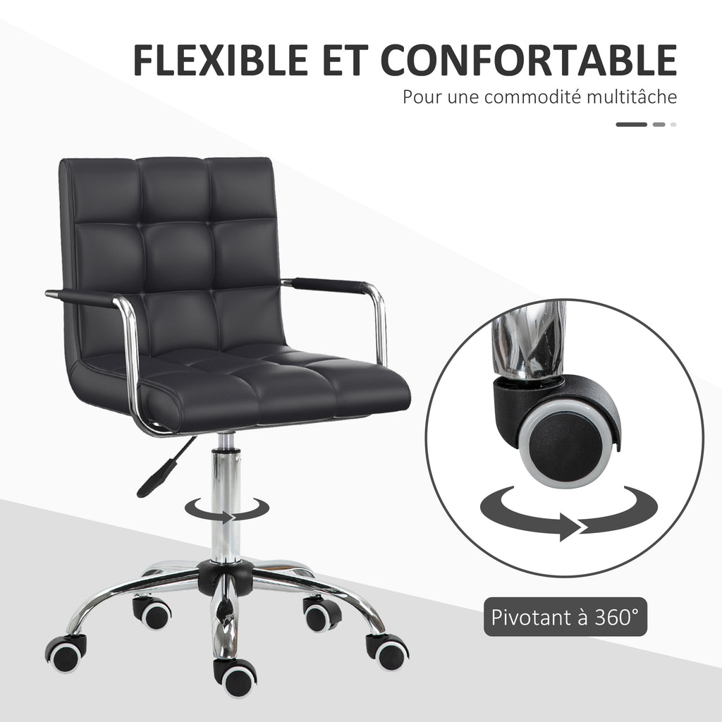 Chaise de bureau fauteuil manager pivotant hauteur réglable revêtement synthétique capitonné noir-4