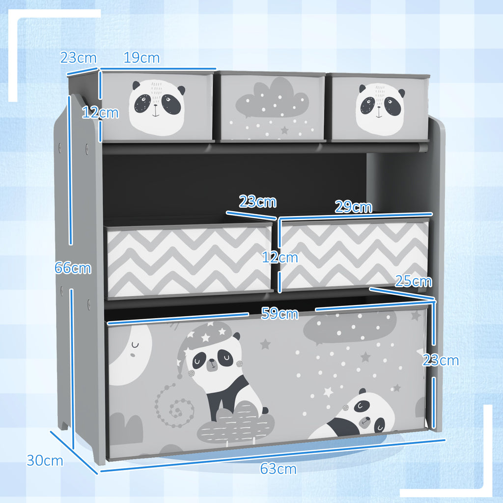 Meuble rangement enfant rangement jouet enfant 6 boîtes amovibles en tissu non tissé 63 x 30 x 66 cm gris-2