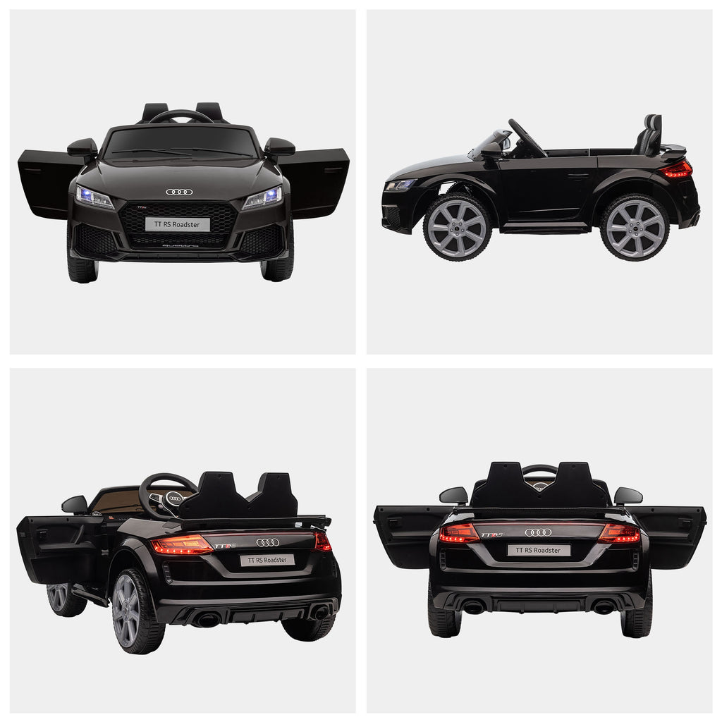Voiture électrique enfant véhicule électrique enfant Audi TT RS 12 V 30 W V. Max. 3 Km/h télécommande 2,4G Effets sonores + Lumineux Noir